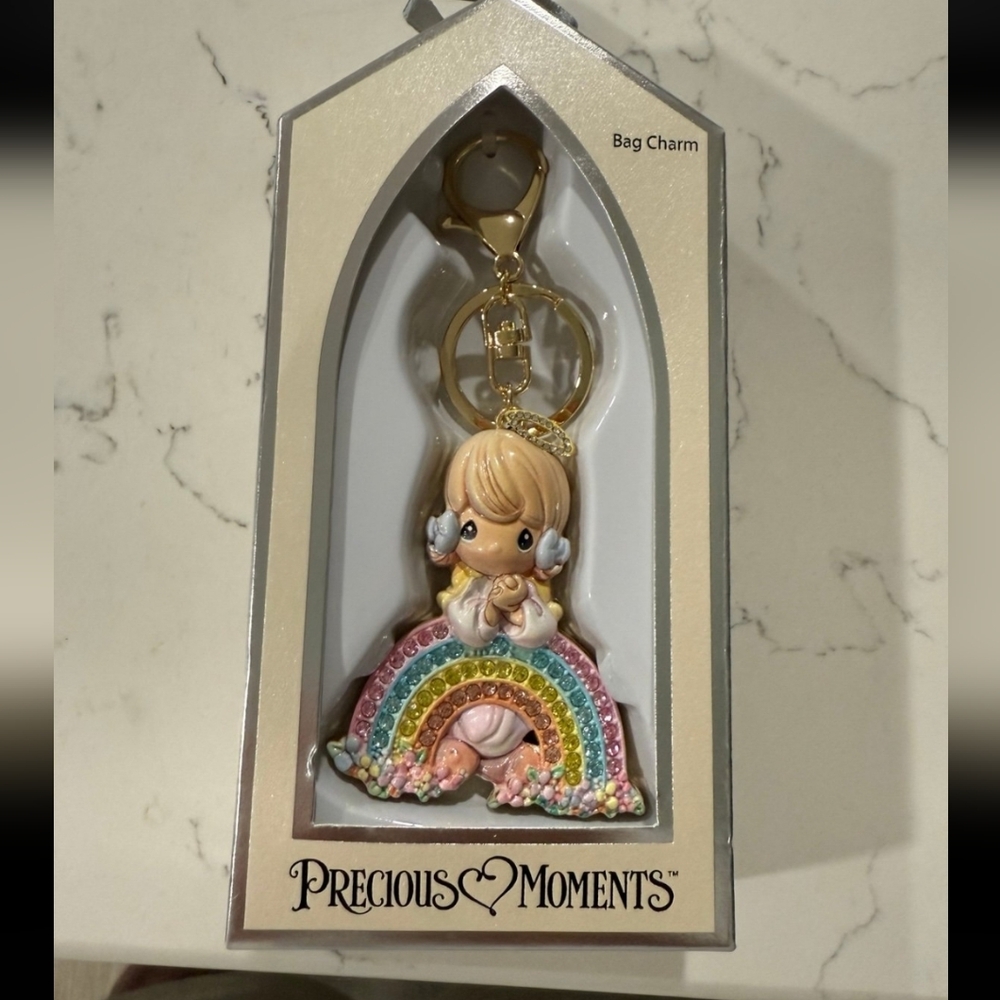 NWT PRECIOUS MOMMENTS PASTEL RAINBOW KEYCHAIN/ PURSE CHARM ✨️🌈